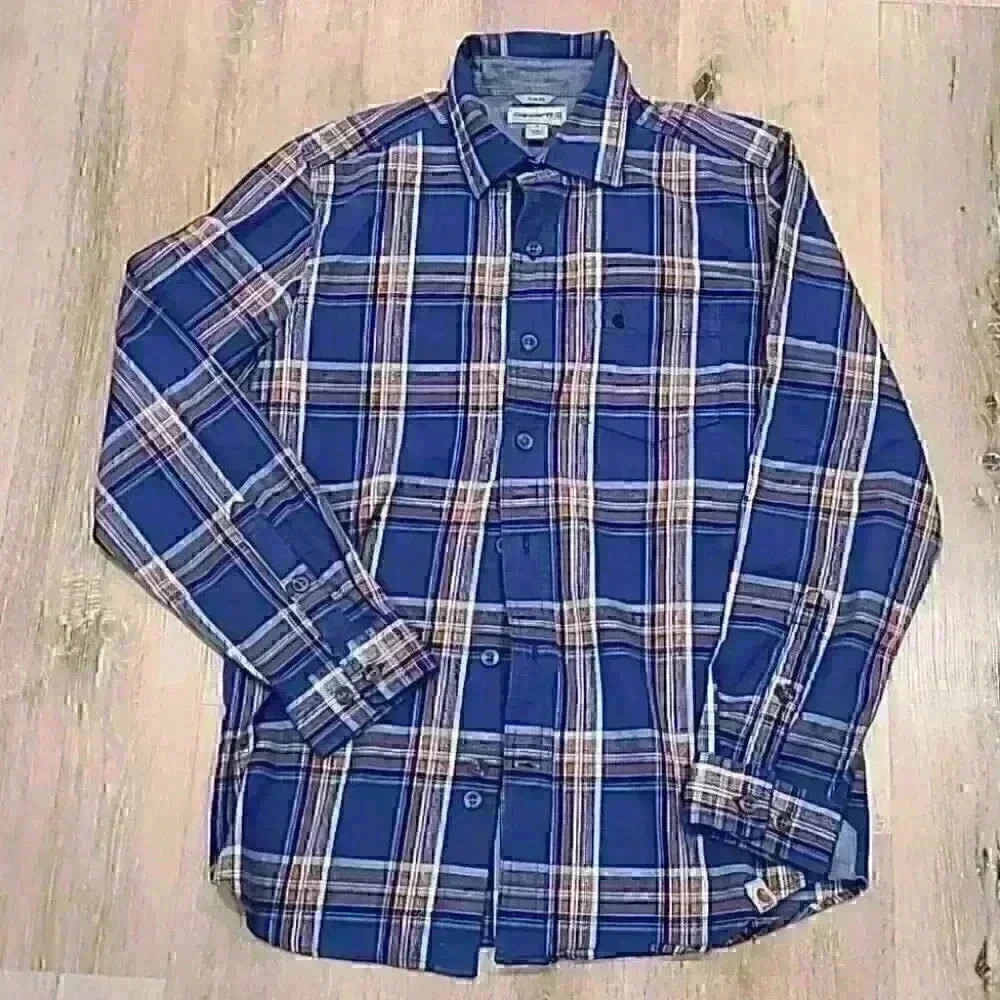 Carhartt heavyweight flannel blue plaid shirt